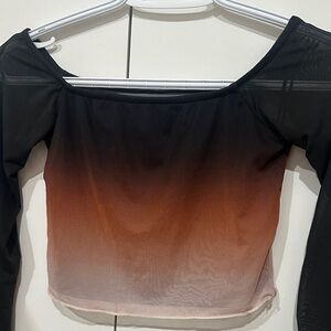 Gradient Black and pink off the shoulder crop Top